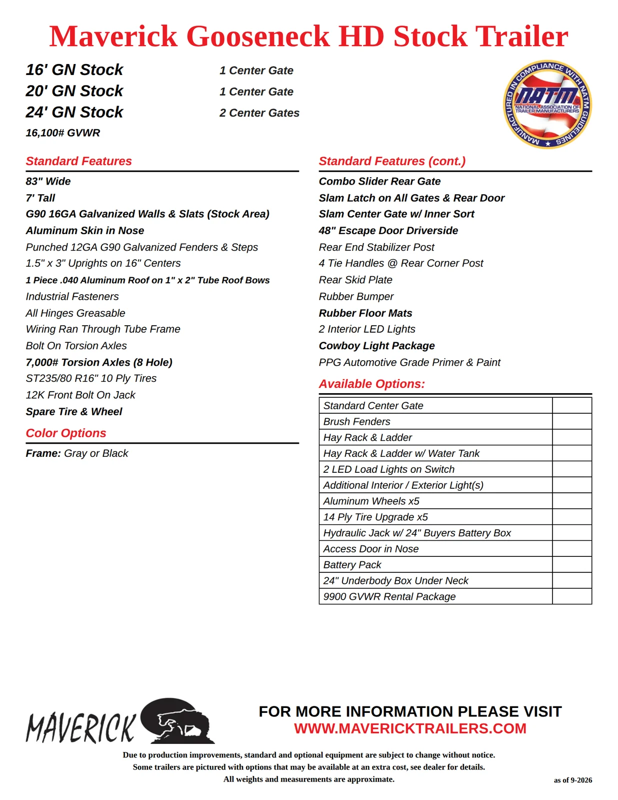 Maverick Gooseneck HD Stock Trailers Brochure